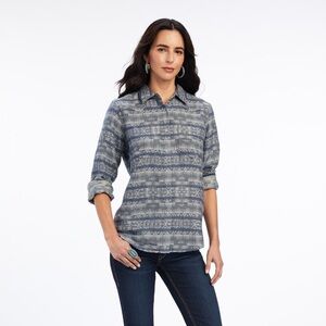 Ariat Women's Blue Geometric Button Down Shirt